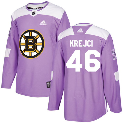 Adidas Bruins #46 David Krejci Purple Authentic Fights Cancer Stitched NHL Jersey - Click Image to Close